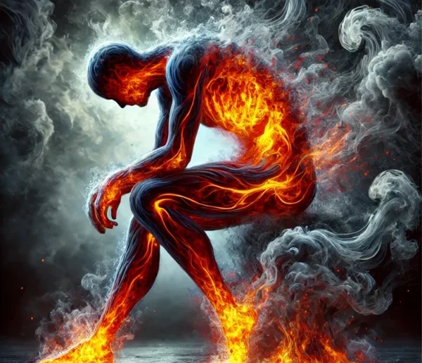 DALL·E 2025-02-13 09.06.01 - A symbolic representation of chronic inflammation and pain.